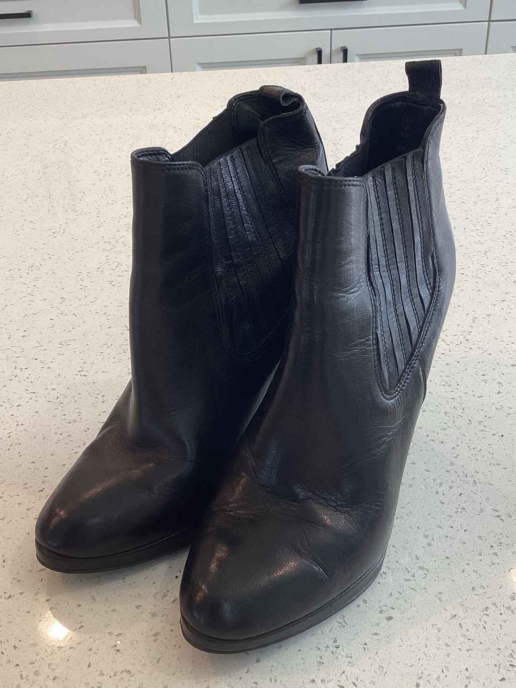Le Chateau Black Leather Chelsea Ankle Booties